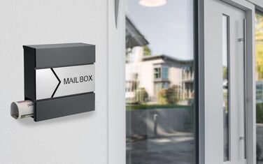 Поштовий ящик Monzana XXL з газетницею та оглядовим вікном, сталевий, антрацит, з замком та 2 ключами, для настінного монтажу