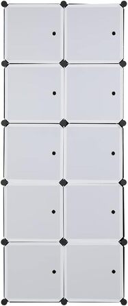 Regal system, 10 cubes, plastic wardrobe with doors, modular cabinet for space-saving storage, 70 x 45 x 175 cm, white door & black cabinet, for storing clothes, shoes, etc.