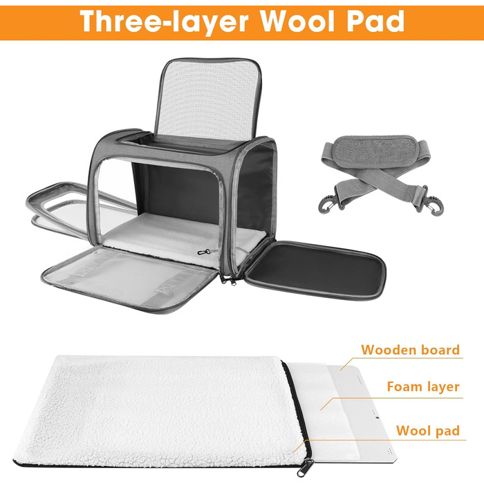 Транспортна сумка для кота та собаки, 45x30x30 см. Складана та дихаюча переноска для кота та середнього собаки. Ідеально для подорожей на авто