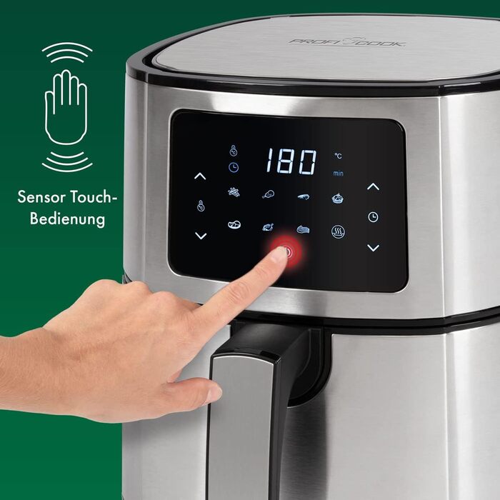 Аерофритюрниця ProfiCook 5,5 л, 1400 Вт, нержавійка, LED, 7 програм, без олії, для картоплі та нагетсів