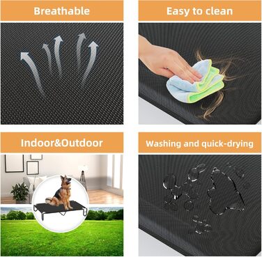 Підвищене собаче ліжко KORIMEFA до 55 кг, Outdoor, миється, для собак середніх розмірів, 122 x 85 x 20 см, з антиковзними ніжками, для дому та саду (XL)