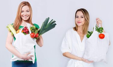 Набір з 25 бавовняних еко-сумок 38x42 см з довгими ручками, багаторазові шопери, натуральна тканина, сертифікат OEKO-TEX
