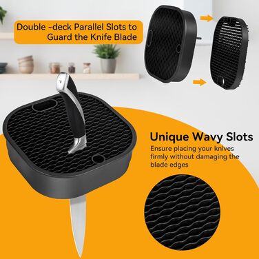 Universal Knife Block without Knives Ninonly Knife Holder Knife and Scissors Organizer with 21 Slots and Drain Design Knife Block Flexible For All Kitchen Knives Suitable Black