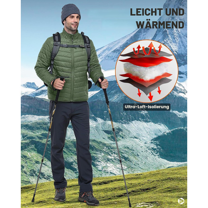 Чоловіча тепла куртка-пуховик Outdoor Ventures, компактна стібана куртка темно-синього кольору (3XL, Армійський зелений)