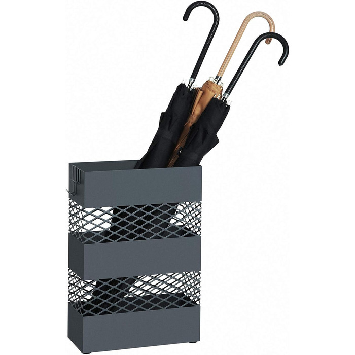 Стійка для парасоль під SONGMICS, металева, прямокутна, 28 x 12 x 41 см, з піддоном для води, сітчаста конструкція, антрацит