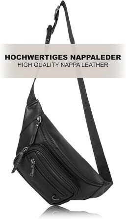 Чоловіча поясна/стегнова сумка Marc Peter® Varadero з натуральної шкіри Наппа, чорна | Сумка на пояс для чоловіків та жінок | Сумка через плече, шкіряна | Hip Bag, Crossbody Bag