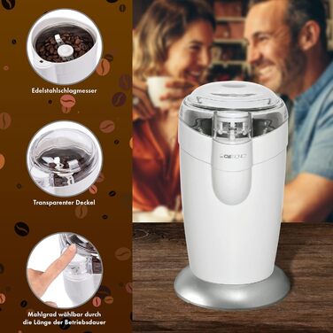 Електрична кавомолка Clatronic KSW 3306 біла | З нержавіючої сталі | 120 Вт | 40 г