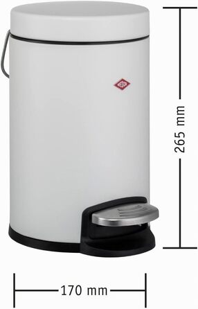Смітник для косметики WESCO з педаллю, сталевий, 3 л, білий матовий