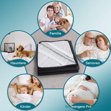 Arcona Mattress Protector Waterproof, Breathable Waterproof Mattress Cover, Urine Protection Mattress Pad 180x200, Dark Grey Mattress Protector, Washable Incontinence Pad for Bed