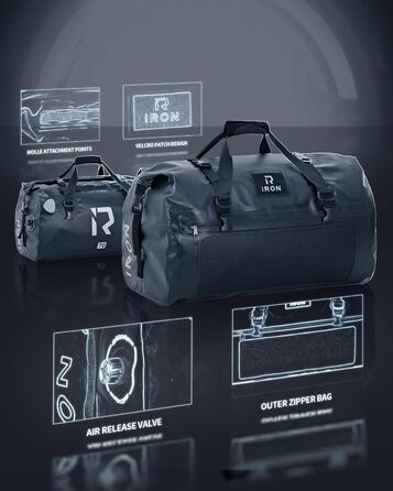 IRON JIA's Motorcycle Bag Luggage Roll Waterproof Motorcycle Rear Bag Saddlebag Travel Bag with roll-sealed shoulder straps suitable for motorcycle cycling camping watersports Black-70L