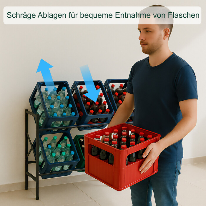 6-Bottle Drinks Crate Organizer Rack