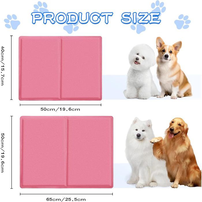 Килимок охолоджуючий для собак та котів, самоохолоджуючий, 50x40 см, з нетоксичним гелем (рожевий)