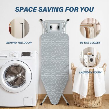 Гладильна дошка STANEW XXL 120 x 45 см – розкладна та регульована по висоті з системою безпеки, підставкою для праски та неслизькими ніжками