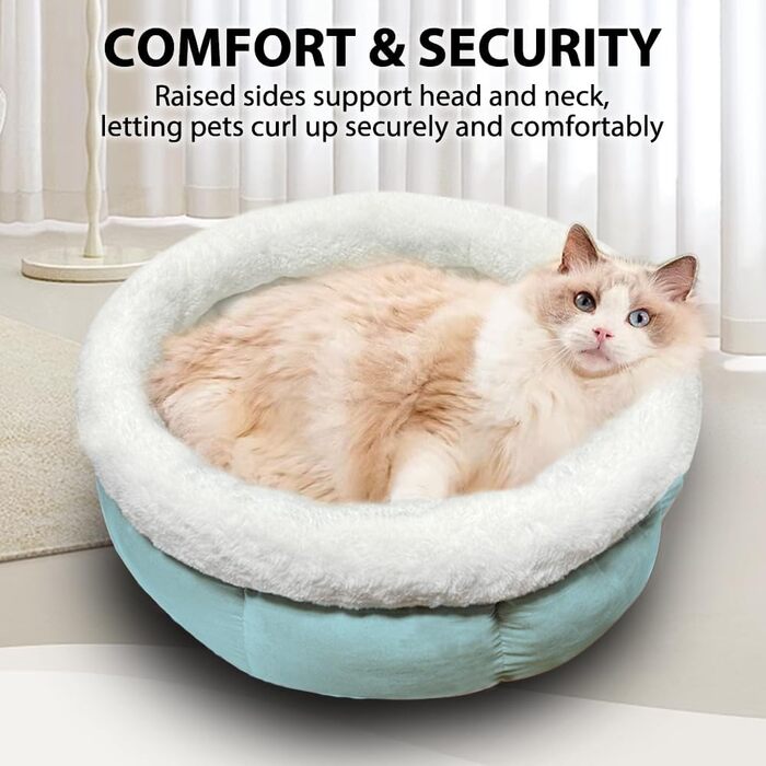 М'яке ліжко-доннат для котів та собак, 50x50x20 см, блакитне