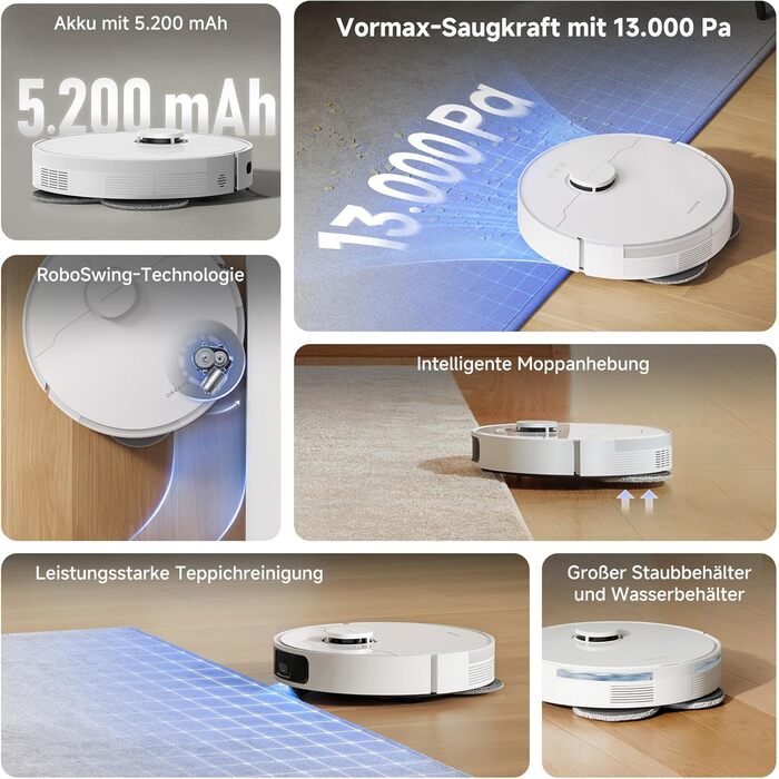 Робот-пилосос Dreame L10s Pro Gen3: потужність 13000 Pa, DuoBrush для шерсті тварин, суха та волога прибирання, LDS-навігація, 5200 mAh