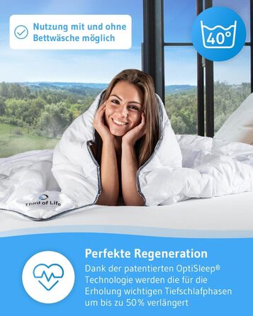 135x200 cm Duvet Cover, All-Season Duvet with OptiSleep® Technology, Fluffy Quilted Duvet AERO ActiveClima, Cozy Winter Duvet / Summer Duvet with Ventilation & Climate Zones, Ideal Hygiene for Allergy Sufferers 135 x 200 cm