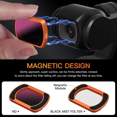 Набір ND-фільтрів MINGVEN для DJI Osmo Pocket 3 Creator Combo: CPL, UV, VND2-32, VND64-512, Black Mist.