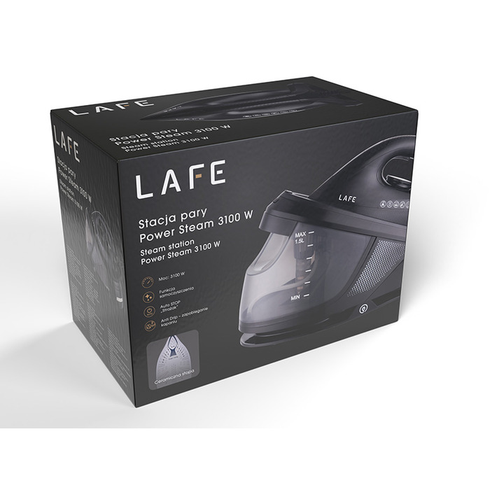 Парогенератор Lafe Power Steam 3100 Вт, праска з керамічною підошвою, резервуар 1,5 л