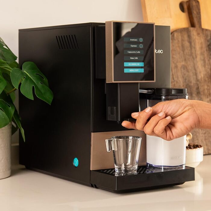 Автоматична кавомашина Cecotec Cremmaet Compactccino Black Rose, 19 Бар, з контейнером для молока, термоблоком, 5 рівнями помелу, резервуаром для кави 150 г