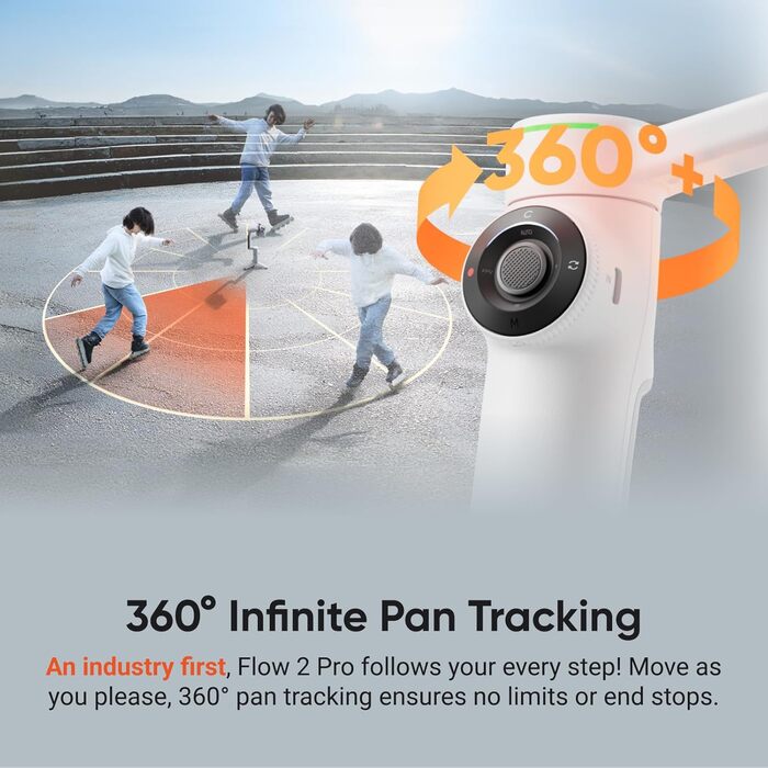 Insta360 Flow 2 Pro Gray – Професійний гіростабілізатор для смартфона з Apple DockKit, AI-tracking, інтегроване штатив/селфі-стік, для мобільного влогінгу та подорожей, сірий колір