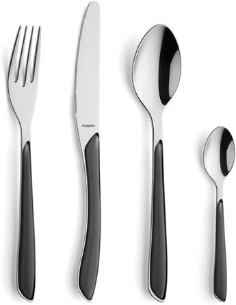 Набір столових приборів Kuppels Prisma для 6 осіб з нержавіючої сталі, рожеві ручки | 24-частини | Нержавіючі столові прибори | Миючі в посудомийній машині