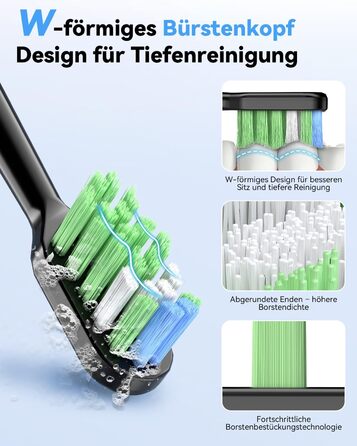 Електрична звукова зубна щітка JTF з УФ-дезінфекцією та сушінням, бездротова зарядка, 5 режимів чищення, 6 насадок, стаканчик для полоскання, акумуляторна для дому та подорожей (Чорна)