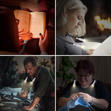 Ліхтар LED для читання BIGLIGHT на шиї, гнучкий, акумуляторний, з регульованою яскравістю, сріблястий