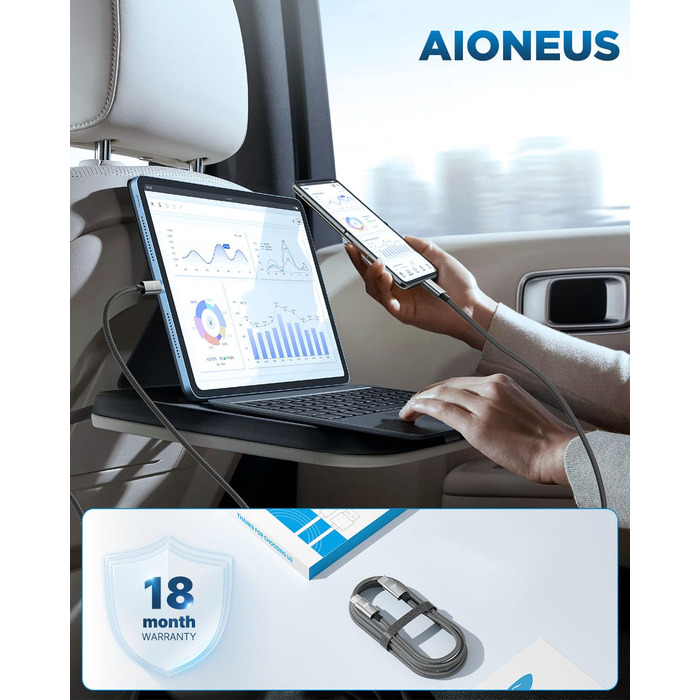 Кабель USB-C на USB-C 2 шт. 100W, 2м, сірий. Підтримка PD, швидка зарядка, нейлон. Сумісний з iPhone, Samsung, iPad, MacBook, Pixel, Switch