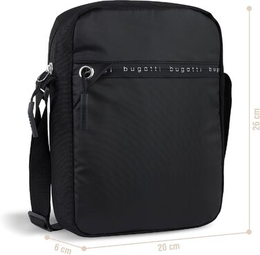 Чоловіча сумка Bugatti Blanc DeLight на плече, з та́рпауліну та нейлону, чорна