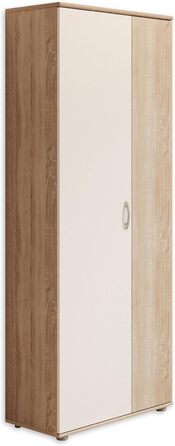 Stella Trading 3 Shoe Cabinet Tall, White - Versatile Multi-Purpose Cabinet with Adjustable Shelves - 70 x 176 x 35 cm (W/H/D) (Sonoma Oak / White)
