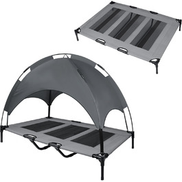 Ліжко для собак з балдахіном, лежанка для тварин Outdoor 2 в 1, софа для собак, піднята лежанка для котів та собак великих та маленьких порід, 122x92x102 см