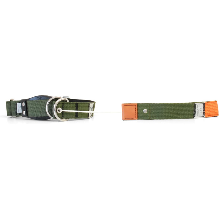 WowWow Professional Dog Collar with Leash - Khaki - Size M 37-46 cm, 195g light, innovative collar with integrated leash - known from 'The Lion's Den'