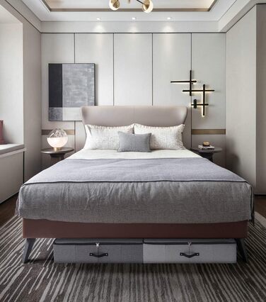 Складана коробка для зберігання під ліжком, 90x42x18 см, чорно-сіра. Органайзер для ковдр, одягу, постільної білизни. Підходить для спальні та шафи.