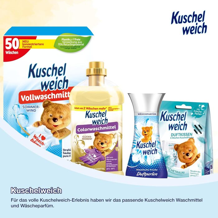 Кондиціонер для білизни Kuschelweich Sanft und Mild (Свіжість), 6 x 2 л (на 456 прань), гіпоалергенний, без мікропластику