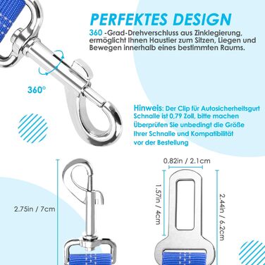 Ремінь безпеки для собак SlowTon в авто, 2-в-1, блакитний. Регульований, безпечний, для подорожей та прогулянок