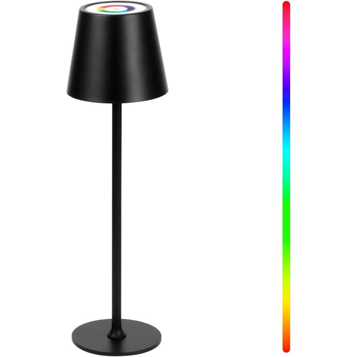 Бездротові LED-лампи настільні, перезаряджаються, 2 шт., 3000K, RGB, USB-C, 5500mAh, вологостійкі, чорні