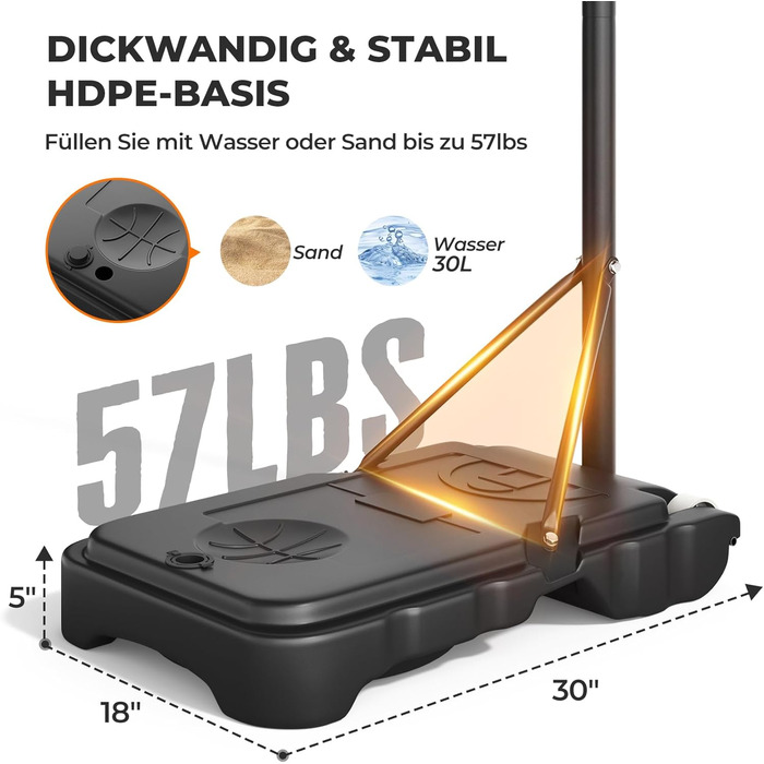 Adjustable Height Basketball Hoop for Kids - Indoor/Outdoor Portable Basketball Stand - Weatherproof Black