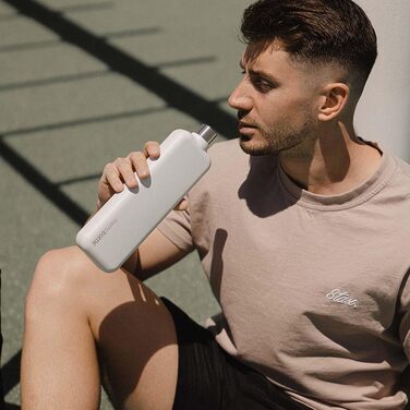 Пляшка для води memobottle з нержавіючої сталі (білий колір), преміум-якість, міцна, герметична, BPA-free, для спорту, подорожей, сучасного стилю