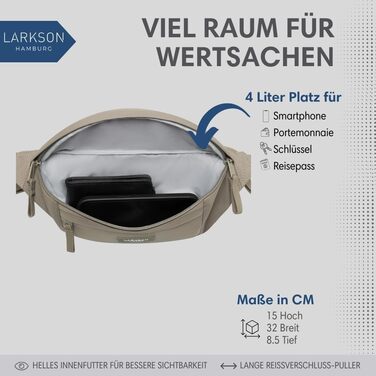 Чоловіча та жіноча поясна сумка LARKSON Beige Ole - спортивна, для міста та активного відпочинку, водонепроникна