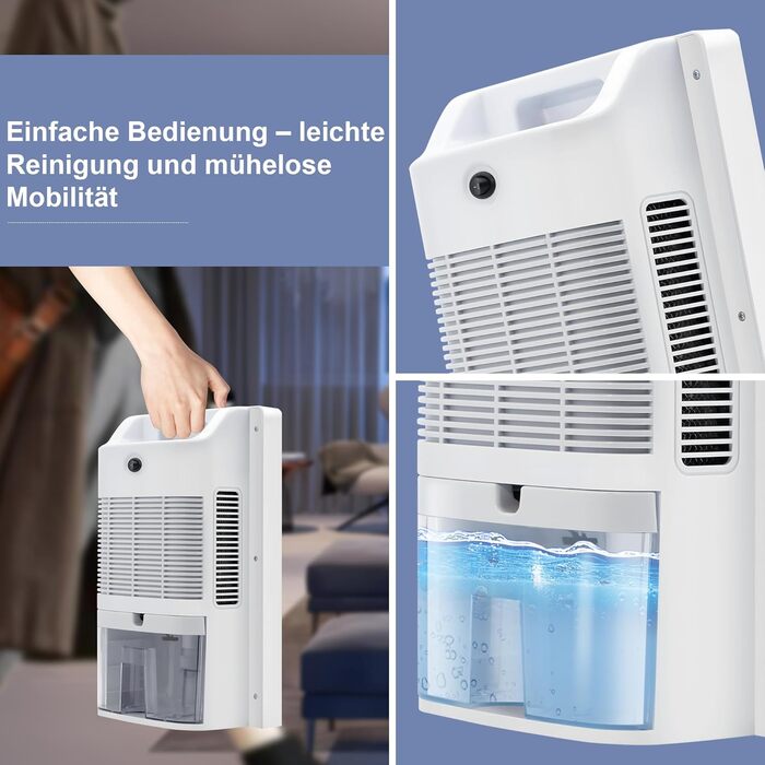 CITYBEE Електричний осушувач повітря - тихий осушувач з відведенням води, пульт дистанційного керування, таймер 24 год, автоматичне відтавання та UV-очищення. Підходить для підвалів та спалень. Потужність 2000 мл, білий.