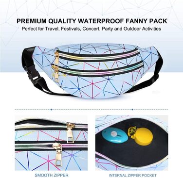 Спортивна поясна сумка Flintronic з підсвічуванням, водонепроникна, металева, з відділенням для карток, для подорожей, походів, велоспорту (блакитна)