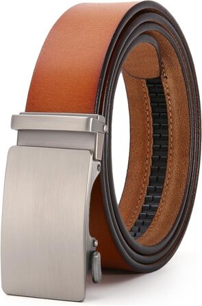 Чоловічий шкіряний ремінь на пряжці, автоматична застібка, 35 мм, регульований, 130 см, для костюма та ділового одягу (колір Y-brown)