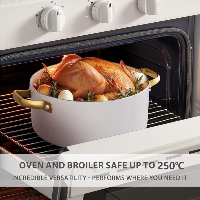 Набір посуду RIOVARM з нержавіючої сталі з антипригарним покриттям, 10 предметів. Набір каструль, сковорідок, сотейників та соусниць з лопаткою. Білий посуд для кухні.