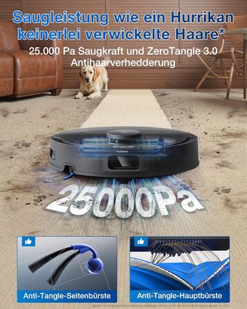 Робот-пилосос ECOVACS DEEBOT T30S PRO з функцією миття, 11000 Па, технологія ZeroTangle, миття гарячою водою 70°C, TruEdge™ для миття країв, акумулятор 6400 мАг, уникнення перешкод за допомогою AI (T30C OMNI Gen2 S)