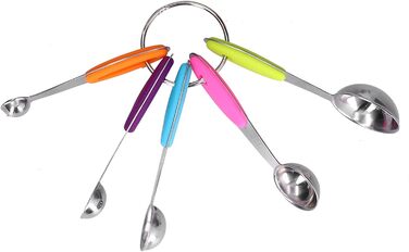 10-Piece Measuring Cup and Spoon Set, Stainless Steel Measuring Spoon Set with Silicone Handle and Scale, Measuring Cup Spoon Set in Various Sizes, for Home (16.5oz-Color)