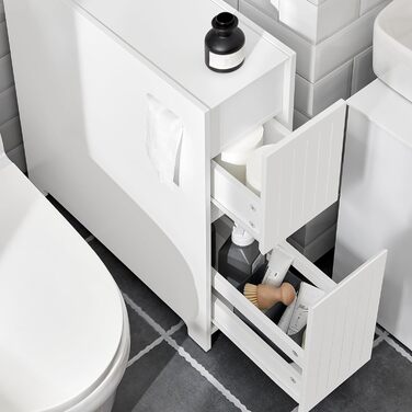 SoBuy BZR111-W Niche Shelf 20cm with Wheels Kitchen Shelf Niche Cart Roll Cart Niche Cabinet Narrow Shelf Toilet Paper Storage Bathroom Furniture White WxHxD approx. 20x75x60cm