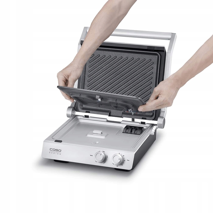 Електричний контактний гриль Caso SteakChef, сріблястий/сірий, 2000 Вт, Німеччина