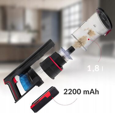 Бездротовий акумуляторний пилосос Lehmann 3-в-1 з HEPA-фільтром та LED-щіткою, 45 хв роботи, 1.8л контейнер, для тварин, килимів, авто