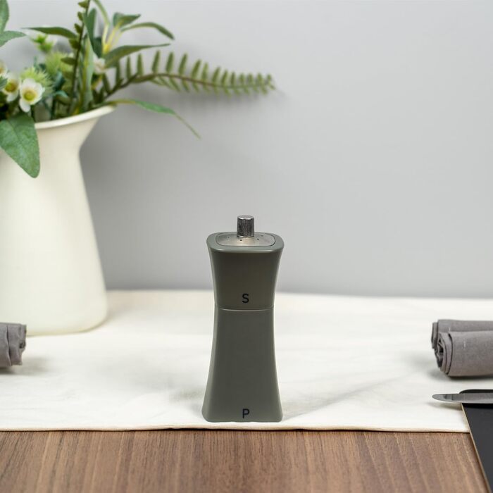 Набір для солі та перцю Grunwerg 2-в-1, пластик, білий/сірий