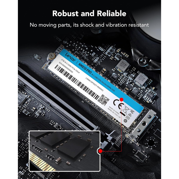 SSD Lexar NM610 PRO 500GB M.2 PCIe Gen3x4 NVMe - Внутрішній SSD для ноутбука та ПК